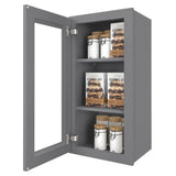 HOMEIBRO 15 in. W X 12 in. D X 30 in. H in Shaker Gray Plywood Ready to Assemble Wall Kitchen Cabinet with 1-Door 3-Shelves