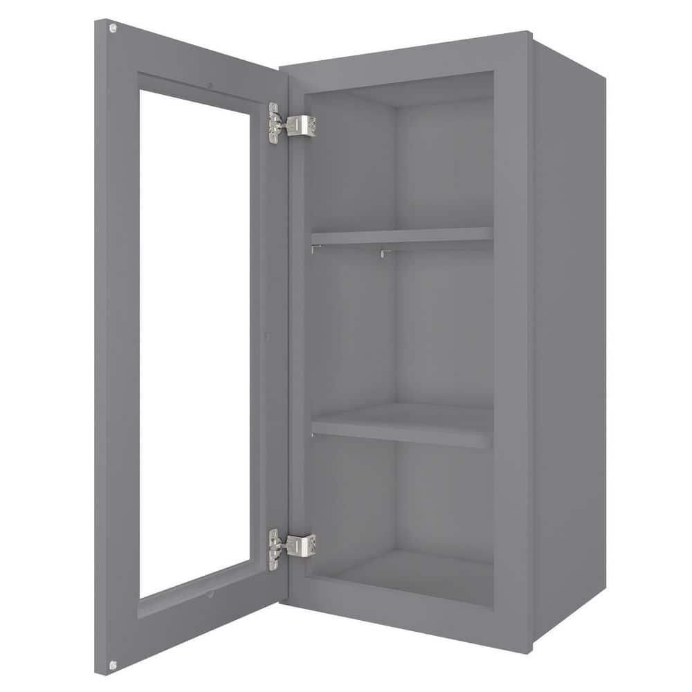 HOMEIBRO 15 in. W X 12 in. D X 30 in. H in Shaker Gray Plywood Ready to Assemble Wall Kitchen Cabinet with 1-Door 3-Shelves