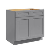 36 in. W. x 24 in. D x 34.5 in. H in Shaker Grey Plywood Ready to Assemble Sink Base Cabinets with Shelf