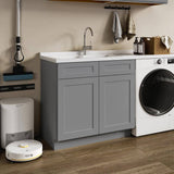36 in. W. x 24 in. D x 34.5 in. H in Shaker Grey Plywood Ready to Assemble Sink Base Cabinets with Shelf