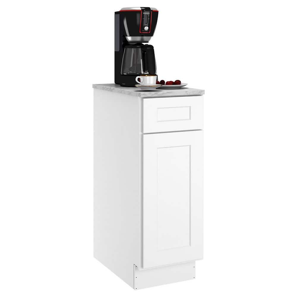 HOMEIBRO 12 in. W x 24 in. D x 34.5 in. H in Shaker White Plywood Ready to Assemble Base Kitchen Cabinet with 1-Drawer 1-Door