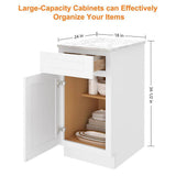 HOMEIBRO 18 in. W x 24 in. D x 34.5 in. H in Shaker White Plywood Ready to Assemble Base Kitchen Cabinet with 1-Drawer 1-Door