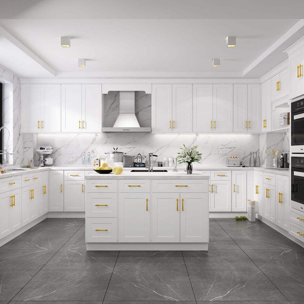 HOMEIBRO 18 in. W x 24 in. D x 34.5 in. H in Shaker White Plywood Ready to Assemble Base Kitchen Cabinet with 1-Drawer 1-Door