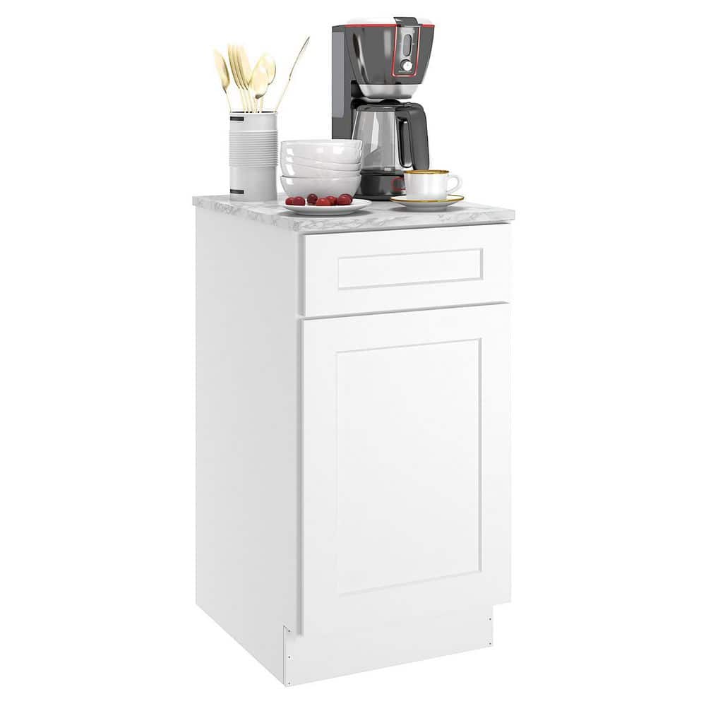 HOMEIBRO 18 in. W x 24 in. D x 34.5 in. H in Shaker White Plywood Ready to Assemble Base Kitchen Cabinet with 1-Drawer 1-Door