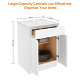 HOMEIBRO 24 in. W x 24 in. D x 34.5 in. H in Shaker White Plywood Ready to Assemble Base Kitchen Cabinet with 1-Drawer 2-Doors