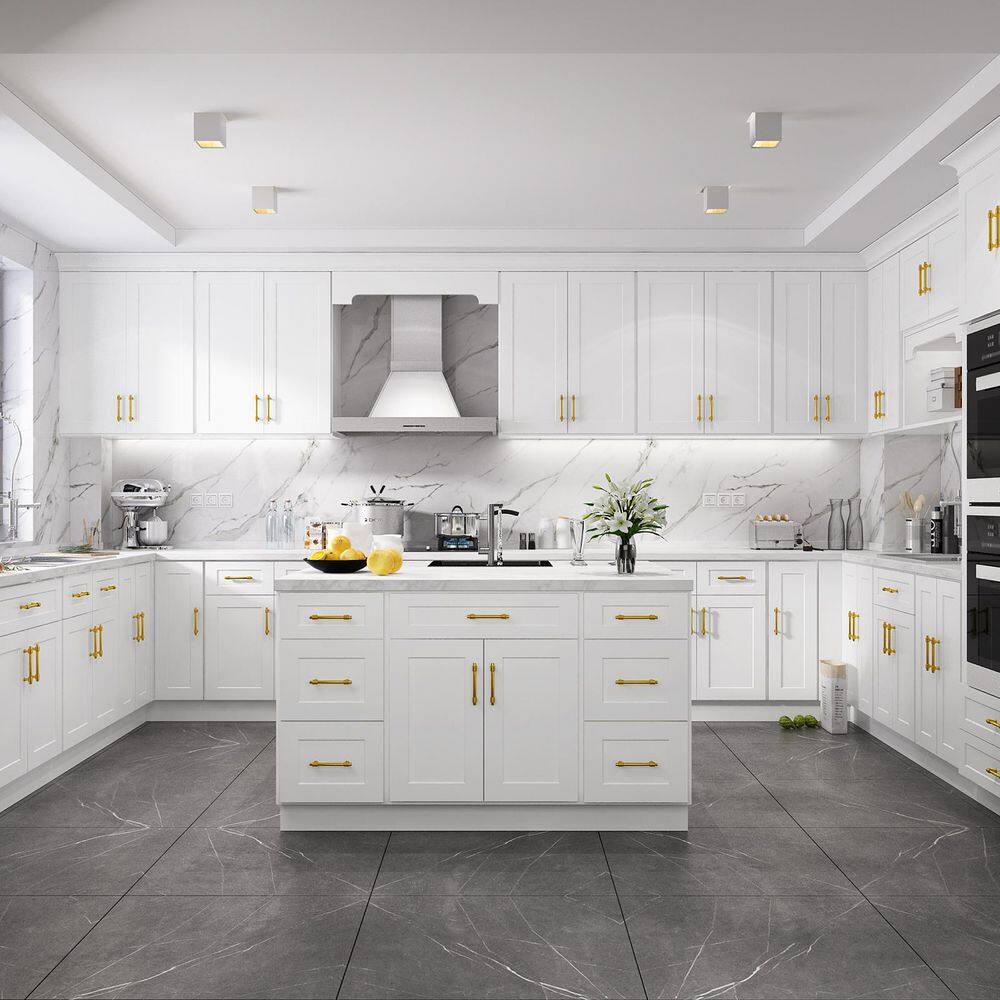 HOMEIBRO 24 in. W x 24 in. D x 34.5 in. H in Shaker White Plywood Ready to Assemble Base Kitchen Cabinet with 1-Drawer 2-Doors