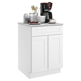 HOMEIBRO 24 in. W x 24 in. D x 34.5 in. H in Shaker White Plywood Ready to Assemble Base Kitchen Cabinet with 1-Drawer 2-Doors