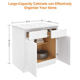 HOMEIBRO 33 in. W x 24 in. D x 34.5 in. H in Shaker White Plywood Ready to Assemble Base Kitchen Cabinet with 2-Drawers 2-Doors