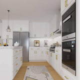 HOMEIBRO 33 in. W x 24 in. D x 34.5 in. H in Shaker White Plywood Ready to Assemble Base Kitchen Cabinet with 2-Drawers 2-Doors