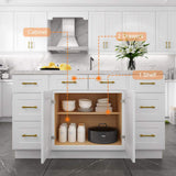 HOMEIBRO 33 in. W x 24 in. D x 34.5 in. H in Shaker White Plywood Ready to Assemble Base Kitchen Cabinet with 2-Drawers 2-Doors