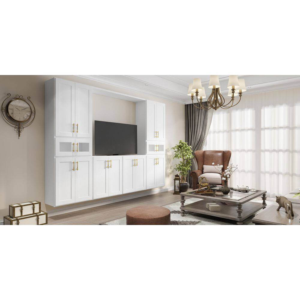 HOMEIBRO 15 in. W X 12 in. D X 42 in. H in Shaker White Plywood Ready to Assemble Wall Kitchen Cabinet with 1-Door 3-Shelves