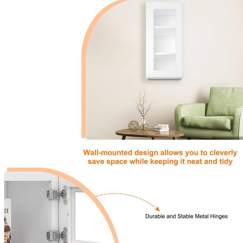 HOMEIBRO 15 in. W X 12 in. D X 42 in. H in Shaker White Plywood Ready to Assemble Wall Kitchen Cabinet with 1-Door 3-Shelves