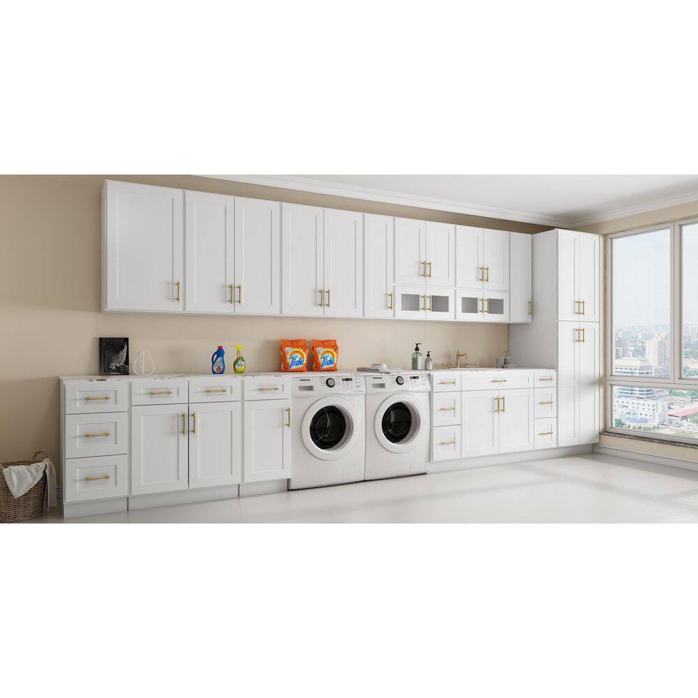 HOMEIBRO 18 in. W x 12 in. D x 42 in. H in Shaker White Plywood Ready to Assemble Wall Cabinet 1-Door 3-Shelves Kitchen Cabinet