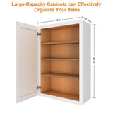 HOMEIBRO 18 in. W x 12 in. D x 42 in. H in Shaker White Plywood Ready to Assemble Wall Cabinet 1-Door 3-Shelves Kitchen Cabinet