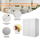 HOMEIBRO 24 in. W x 12 in. D x 30 in. H in Shaker White Plywood Ready to Assemble Wall Cabinet 2-Doors 3-Shelves Kitchen Cabinet