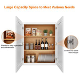 HOMEIBRO 24 in. W x 12 in. D x 30 in. H in Shaker White Plywood Ready to Assemble Wall Cabinet 2-Doors 3-Shelves Kitchen Cabinet
