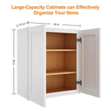 HOMEIBRO 24 in. W x 12 in. D x 30 in. H in Shaker White Plywood Ready to Assemble Wall Cabinet 2-Doors 3-Shelves Kitchen Cabinet