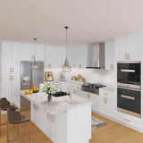 HOMEIBRO Newport Shaker White Ready to Assemble Wall Cabinet with 2-Doors 3-Shelves (24 in. W x 42 in. H x 12 in. D)
