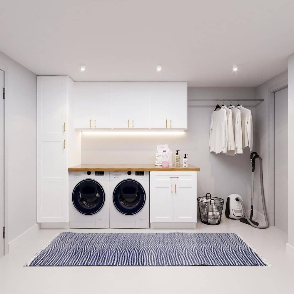 HOMEIBRO 33 in. W x 12 in. D x 42 in. H in Shaker White Plywood Ready to Assemble Wall Cabinet 2-Doors 3-Shelves Kitchen Cabinet
