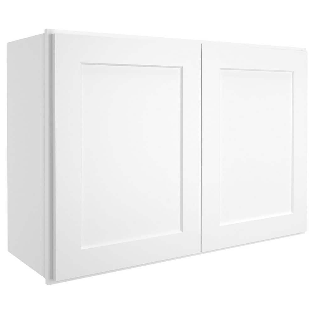 HOMEIBRO 36 in. W x 12 in. D x 24 in. H in Shaker White Plywood Ready to Assemble Wall Cabinet 2-Doors 1-Shelf Kitchen Cabinet