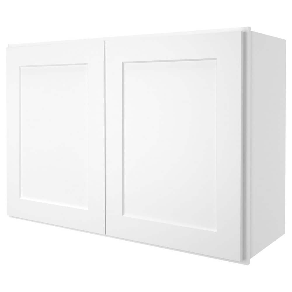HOMEIBRO 36 in. W x 12 in. D x 24 in. H in Shaker White Plywood Ready to Assemble Wall Cabinet 2-Doors 1-Shelf Kitchen Cabinet