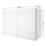 HOMEIBRO 36 in. W x 12 in. D x 24 in. H in Shaker White Plywood Ready to Assemble Wall Cabinet 2-Doors 1-Shelf Kitchen Cabinet