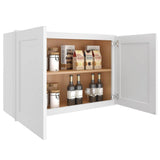 HOMEIBRO 36 in. W x 12 in. D x 24 in. H in Shaker White Plywood Ready to Assemble Wall Cabinet 2-Doors 1-Shelf Kitchen Cabinet