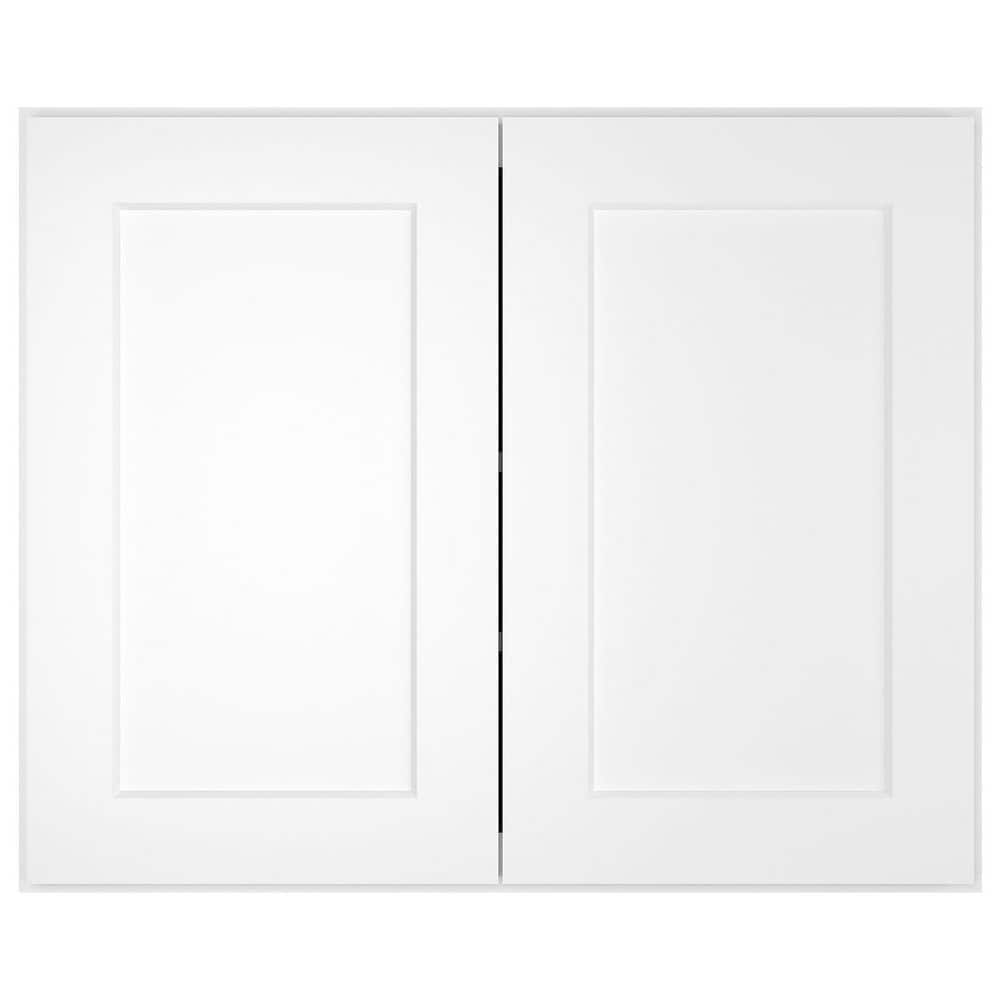 HOMEIBRO 30-in. W x 24-in. D x 24-in. H in Shaker White Plywood Ready to Assemble Wall Bridge Kitchen Cabinet with 2 Doors