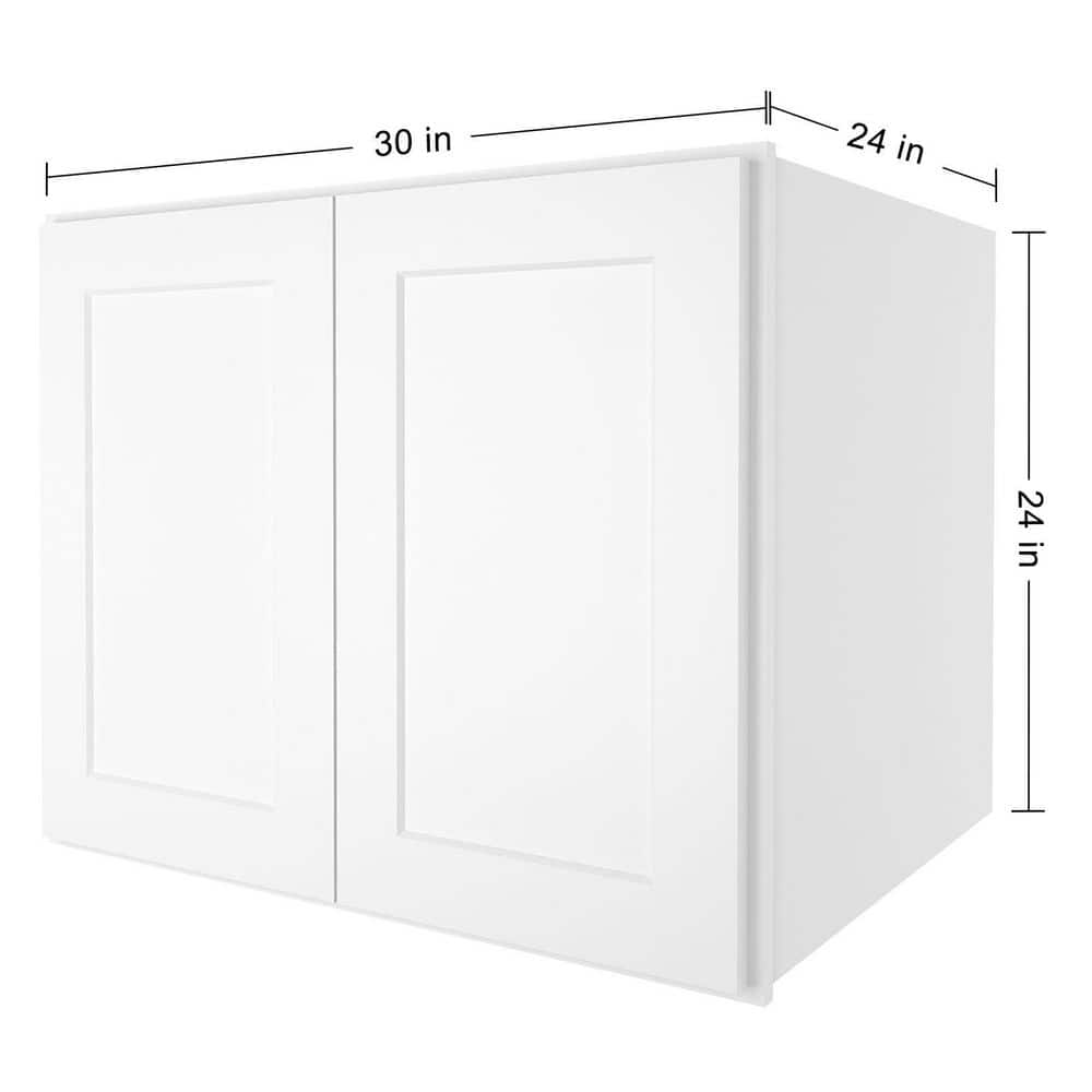 HOMEIBRO 30-in. W x 24-in. D x 24-in. H in Shaker White Plywood Ready to Assemble Wall Bridge Kitchen Cabinet with 2 Doors