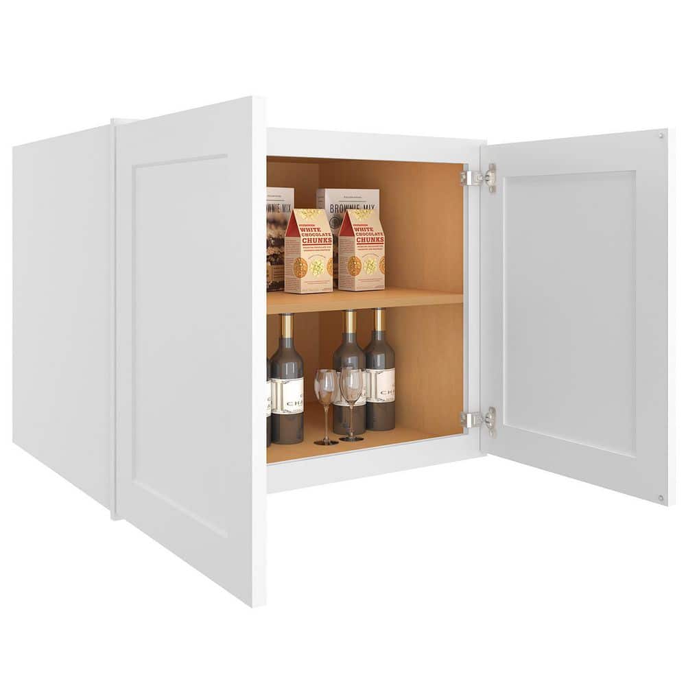 HOMEIBRO 30-in. W x 24-in. D x 24-in. H in Shaker White Plywood Ready to Assemble Wall Bridge Kitchen Cabinet with 2 Doors