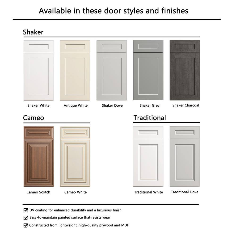 HOMEIBRO 30-in. W x 24-in. D x 24-in. H in Shaker White Plywood Ready to Assemble Wall Bridge Kitchen Cabinet with 2 Doors