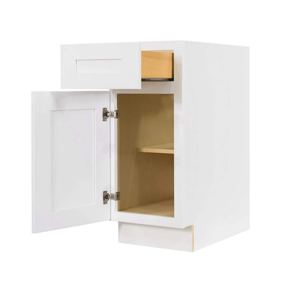 LIFEART CABINETRY Lancaster White Plywood Shaker Stock Assembled Base Kitchen Cabinet 12 in. W x 34.5 in. H x 24 in. D