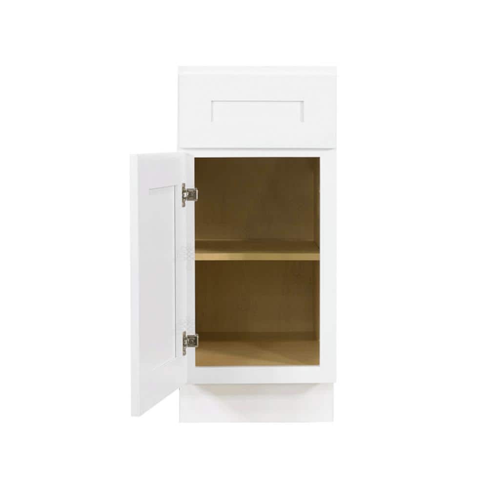 LIFEART CABINETRY Lancaster White Plywood Shaker Stock Assembled Base Kitchen Cabinet 12 in. W x 34.5 in. H x 24 in. D