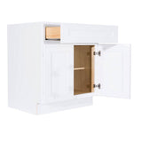 LIFEART CABINETRY Lancaster White Plywood Shaker Stock Assembled Base Kitchen Cabinet 24 in. W x 34.5 in. H x 24 in. D