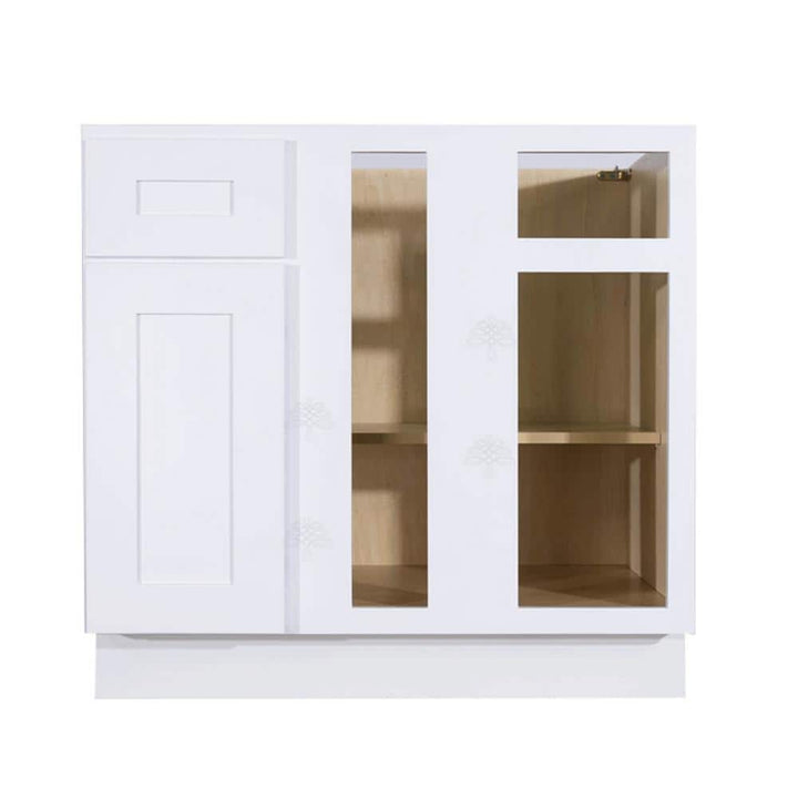 LIFEART CABINETRY Lancaster White Plywood Shaker Stock Assembled Base Blind Corner Kitchen Cabinet 36 in. W x 34.5 in. H x 24 in. D