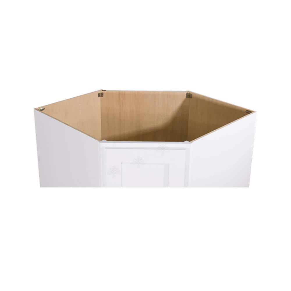 LIFEART CABINETRY Lancaster White Plywood Shaker Stock Assembled Base Diagonal Kitchen Cabinet 36 in. W x 34.5 in. H x 24 in. D
