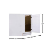 LIFEART CABINETRY Lancaster White Plywood Shaker Stock Assembled Base Diagonal Kitchen Cabinet 36 in. W x 34.5 in. H x 24 in. D