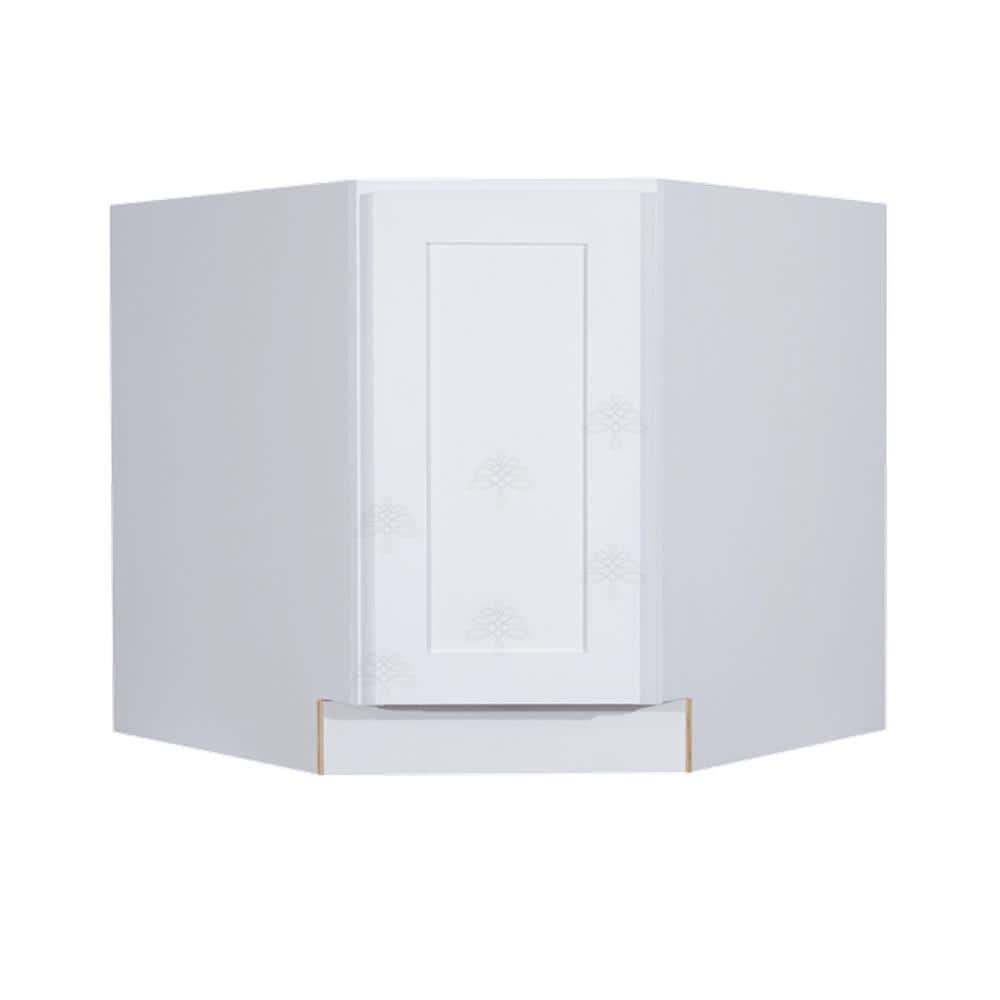 LIFEART CABINETRY Lancaster White Plywood Shaker Stock Assembled Base Diagonal Kitchen Cabinet 36 in. W x 34.5 in. H x 24 in. D