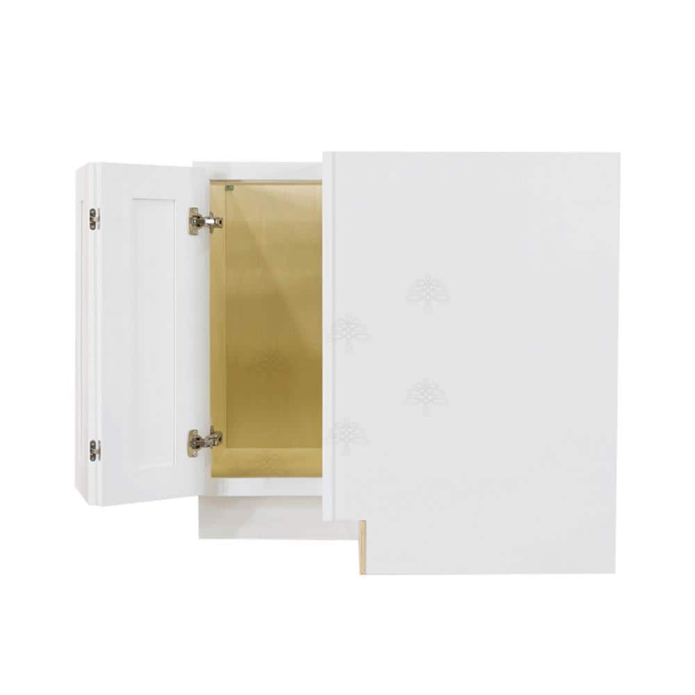 LIFEART CABINETRY Lancaster White Plywood Shaker Stock Assembled Base Lazy Susan Kitchen Cabinet 36 in. W x 34.5 in. H x 24 in. D