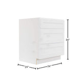 LIFEART CABINETRY Lancaster White Plywood Shaker Stock Assembled Base Drawer Kitchen Cabinet 24 in. W x 34.5 in. H x 24 in. D