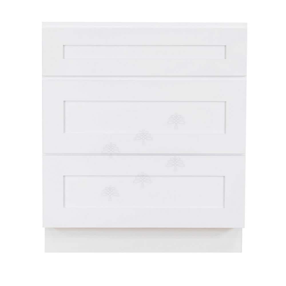 LIFEART CABINETRY Lancaster White Plywood Shaker Stock Assembled Base Drawer Kitchen Cabinet 24 in. W x 34.5 in. H x 24 in. D
