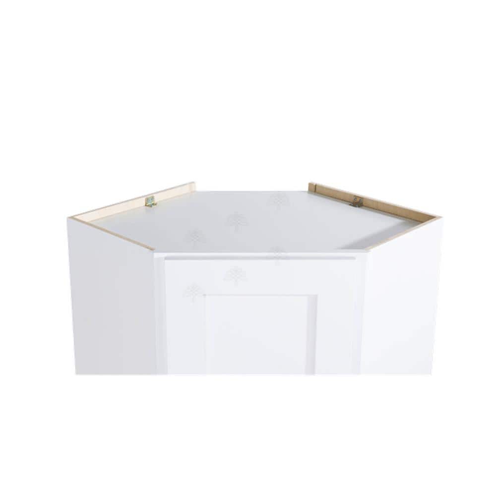 LIFEART CABINETRY Lancaster White Plywood Shaker Stock Assembled Wall Diagonal Corner Kitchen Cabinet 24 in. W x 36 in. H x 15 in. D