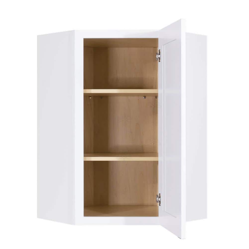 LIFEART CABINETRY Lancaster White Plywood Shaker Stock Assembled Wall Diagonal Corner Kitchen Cabinet 24 in. W x 36 in. H x 15 in. D