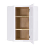 LIFEART CABINETRY Lancaster White Plywood Shaker Stock Assembled Wall Diagonal Corner Kitchen Cabinet 24 in. W x 36 in. H x 15 in. D