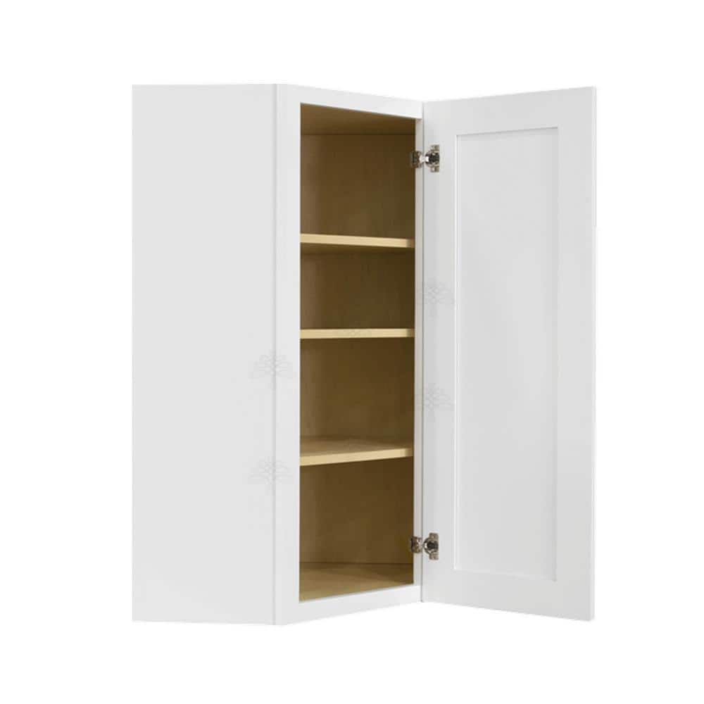 LIFEART CABINETRY Lancaster White Plywood Shaker Stock Assembled Wall Diagonal Corner Kitchen Cabinet 24 in. W x 42 in. H x 15 in. D