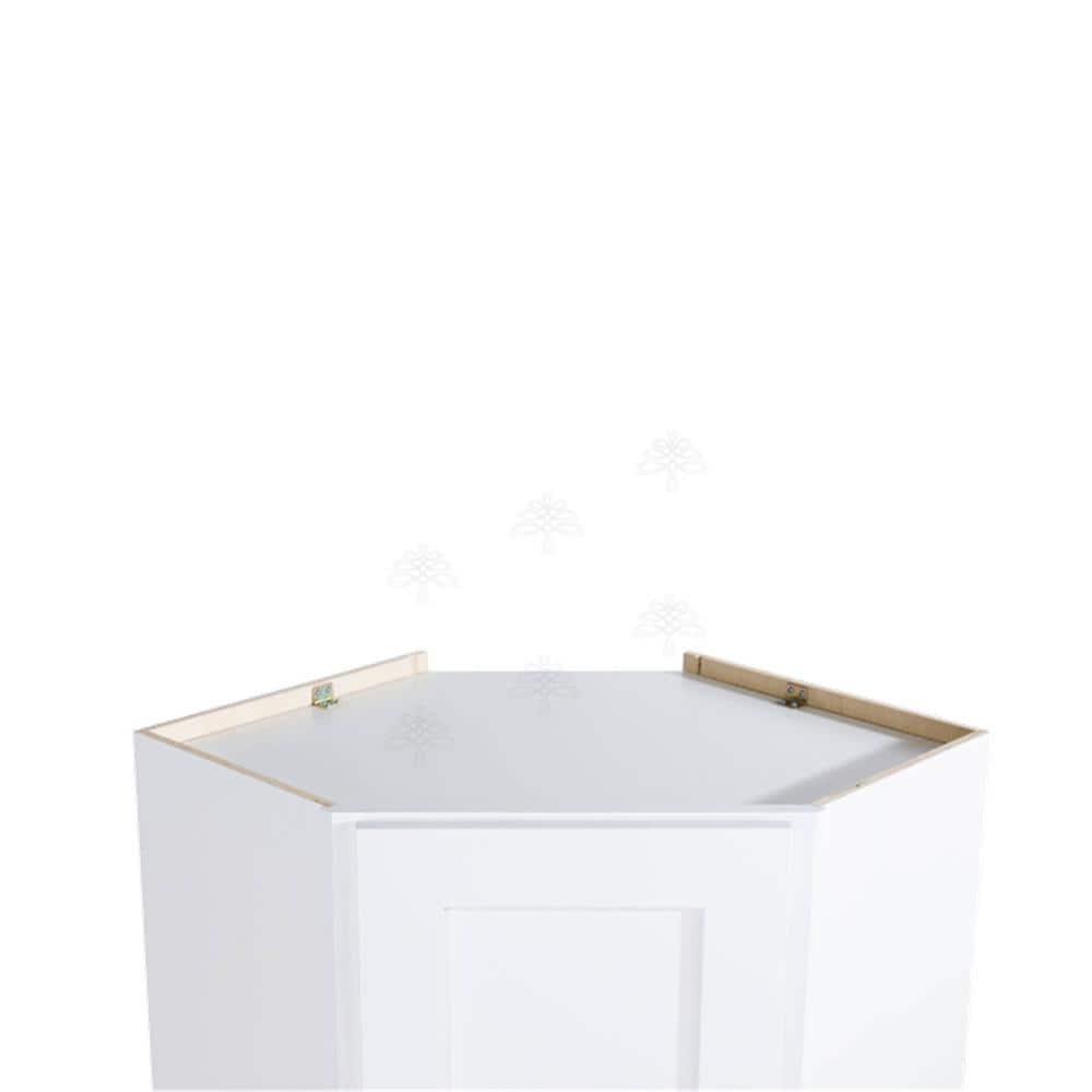 LIFEART CABINETRY Lancaster White Plywood Shaker Stock Assembled Wall Diagonal Corner Kitchen Cabinet 24 in. W x 42 in. H x 12 in. D