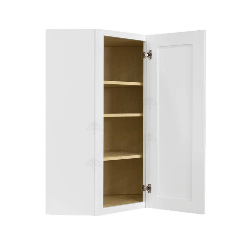 LIFEART CABINETRY Lancaster White Plywood Shaker Stock Assembled Wall Diagonal Corner Kitchen Cabinet 24 in. W x 42 in. H x 12 in. D