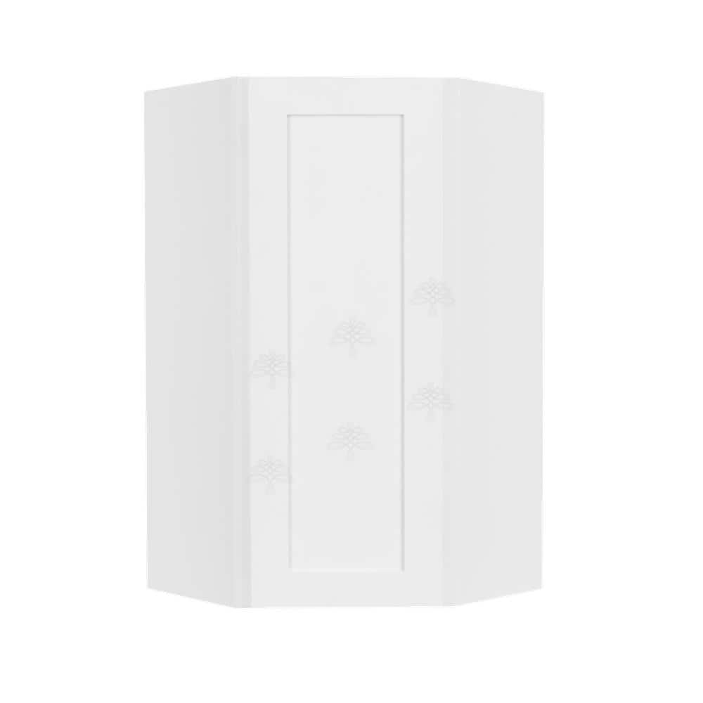 LIFEART CABINETRY Lancaster White Plywood Shaker Stock Assembled Wall Diagonal Corner Kitchen Cabinet 24 in. W x 42 in. H x 12 in. D