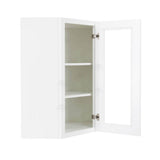 LIFEART CABINETRY Lancaster White Plywood Shaker Stock Assembled Wall Diagonal Glass Door Kitchen Cabinet 24 in. W x 30 in. H x 12 in. D