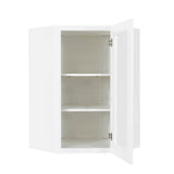 LIFEART CABINETRY Lancaster White Plywood Shaker Stock Assembled Wall Diagonal Glass Door Kitchen Cabinet 24 in. W x 30 in. H x 12 in. D